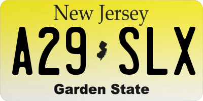 NJ license plate A29SLX
