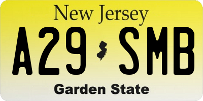 NJ license plate A29SMB