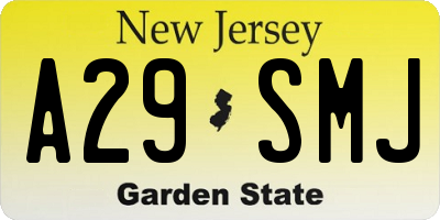 NJ license plate A29SMJ