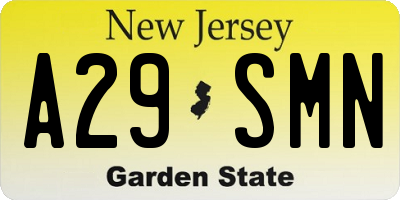 NJ license plate A29SMN