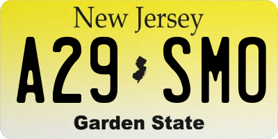 NJ license plate A29SMO
