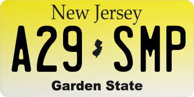 NJ license plate A29SMP