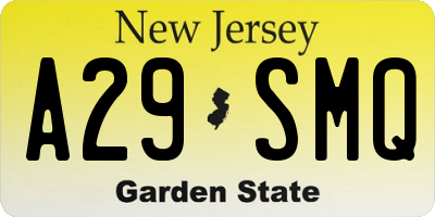 NJ license plate A29SMQ