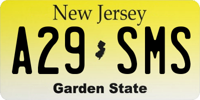 NJ license plate A29SMS