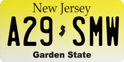 NJ license plate A29SMW