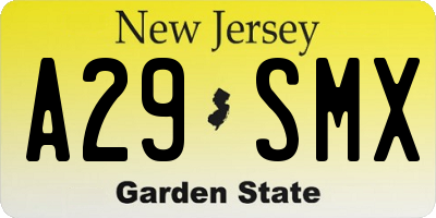 NJ license plate A29SMX