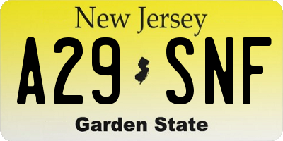 NJ license plate A29SNF