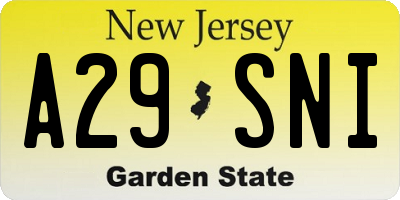 NJ license plate A29SNI