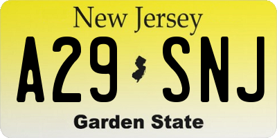 NJ license plate A29SNJ