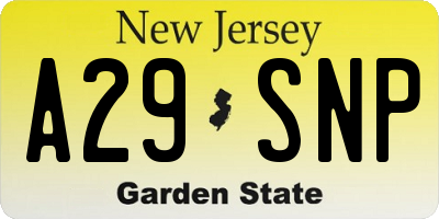 NJ license plate A29SNP