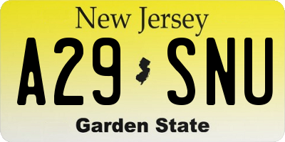 NJ license plate A29SNU