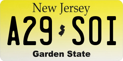 NJ license plate A29SOI