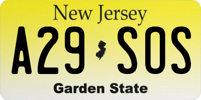 NJ license plate A29SOS