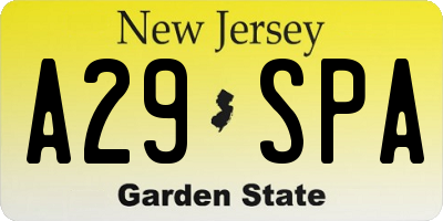 NJ license plate A29SPA