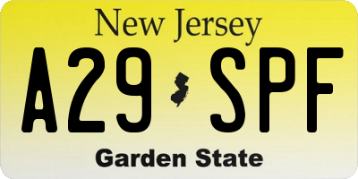 NJ license plate A29SPF