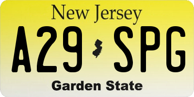 NJ license plate A29SPG