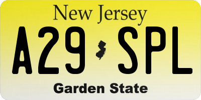 NJ license plate A29SPL