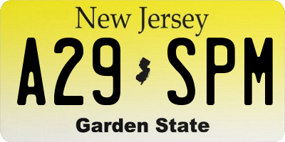 NJ license plate A29SPM