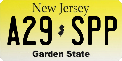NJ license plate A29SPP