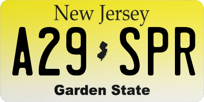 NJ license plate A29SPR