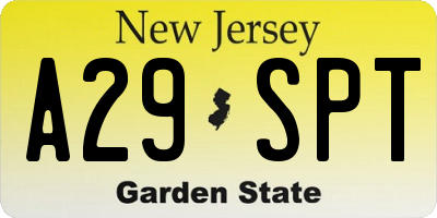 NJ license plate A29SPT