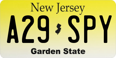 NJ license plate A29SPY