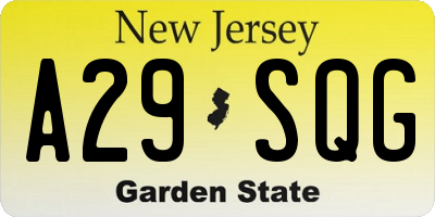 NJ license plate A29SQG
