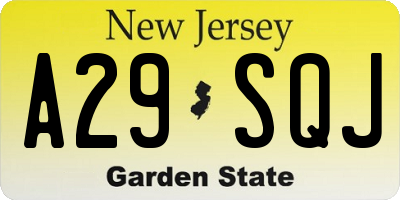 NJ license plate A29SQJ