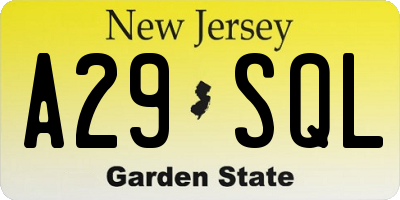 NJ license plate A29SQL