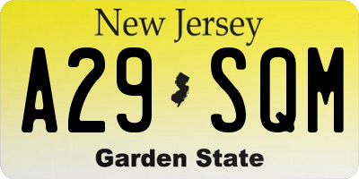 NJ license plate A29SQM