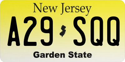 NJ license plate A29SQQ