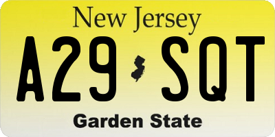 NJ license plate A29SQT