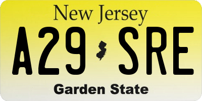 NJ license plate A29SRE