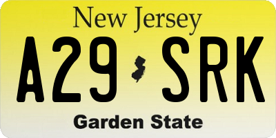 NJ license plate A29SRK