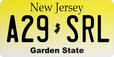 NJ license plate A29SRL