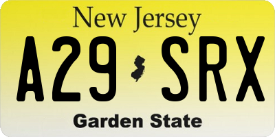 NJ license plate A29SRX