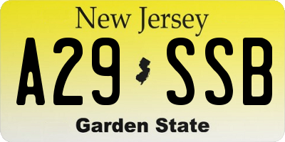 NJ license plate A29SSB