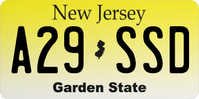 NJ license plate A29SSD