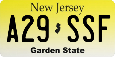 NJ license plate A29SSF