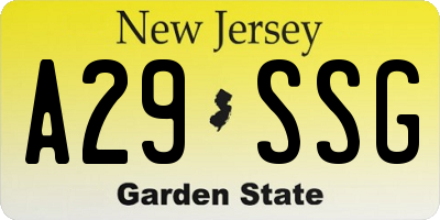 NJ license plate A29SSG