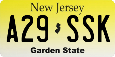 NJ license plate A29SSK