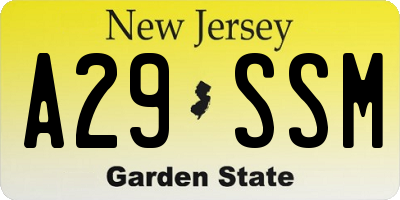 NJ license plate A29SSM