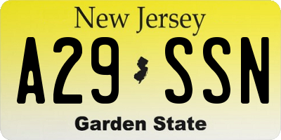 NJ license plate A29SSN
