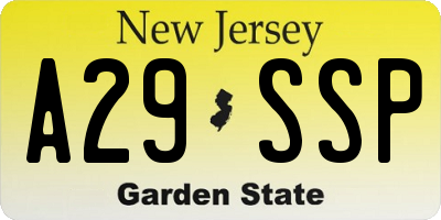 NJ license plate A29SSP