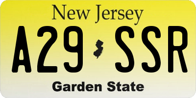NJ license plate A29SSR