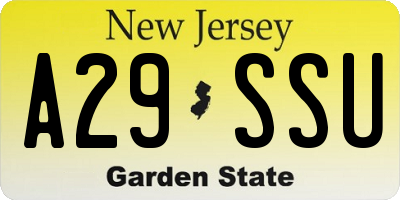 NJ license plate A29SSU