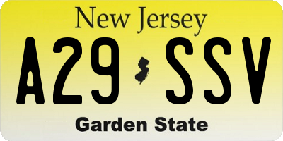 NJ license plate A29SSV
