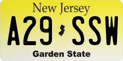 NJ license plate A29SSW