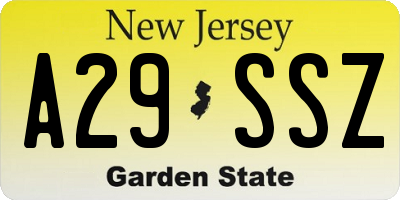 NJ license plate A29SSZ