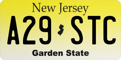 NJ license plate A29STC